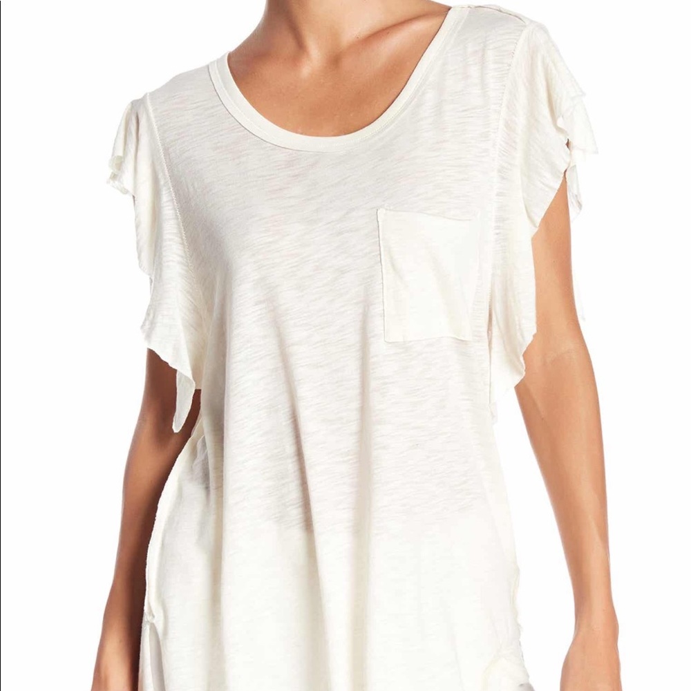 💕NWT FREE PEOPLE SO EASY TEE IVORY M***